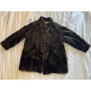 VTG faux fur Coat Reversible Chocolate Brown Beige Old Money